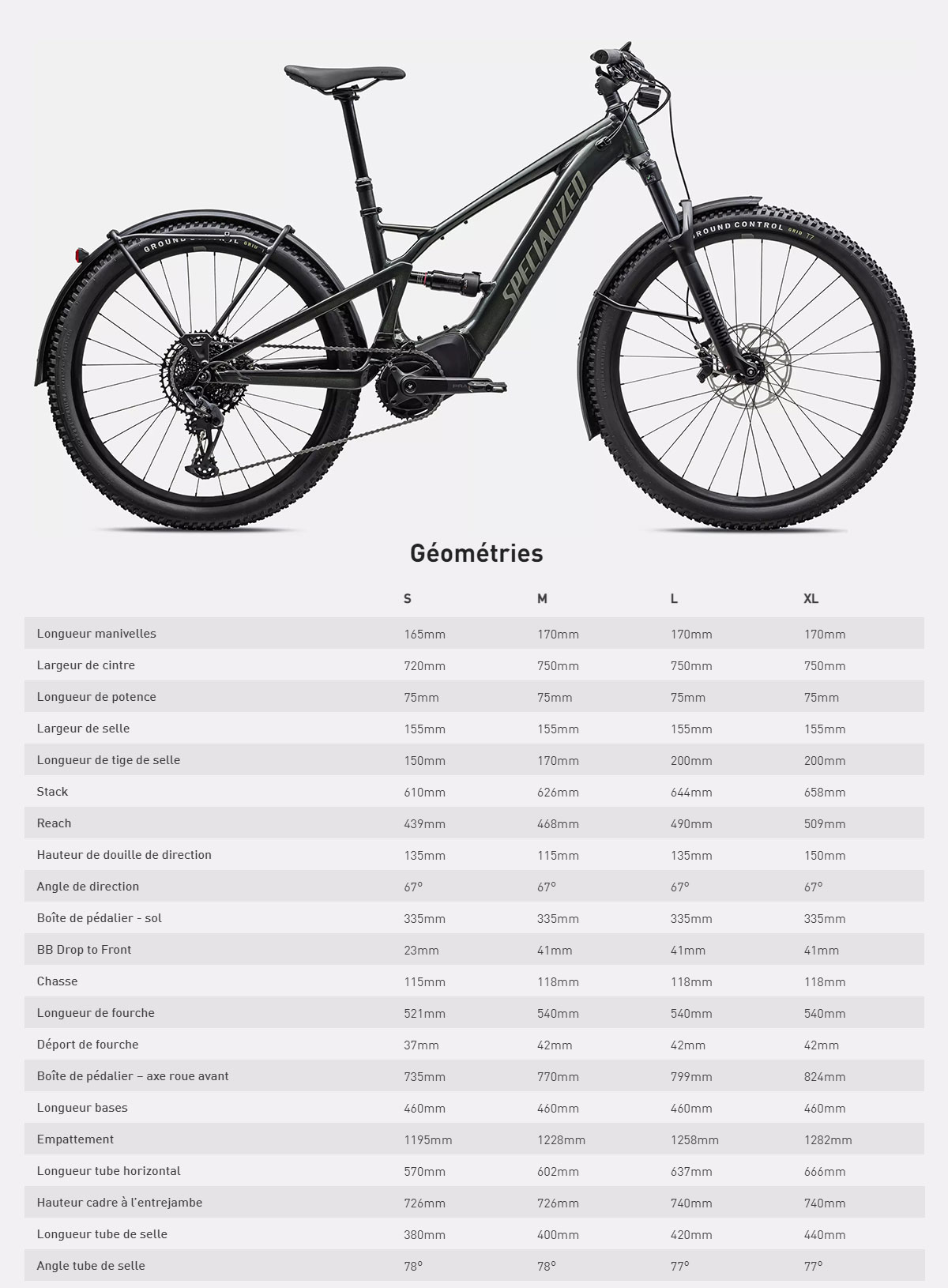 Guide de taille du vélo électrique Turbo Tero X 5 année 2023